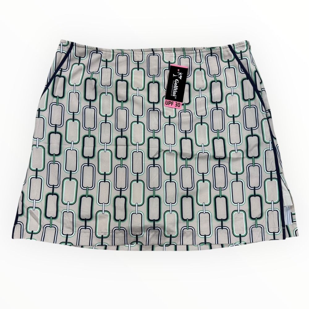 Golftini Skort Womens Size 12 Beige PFLG Let Go Performance Print w UPF30+‎